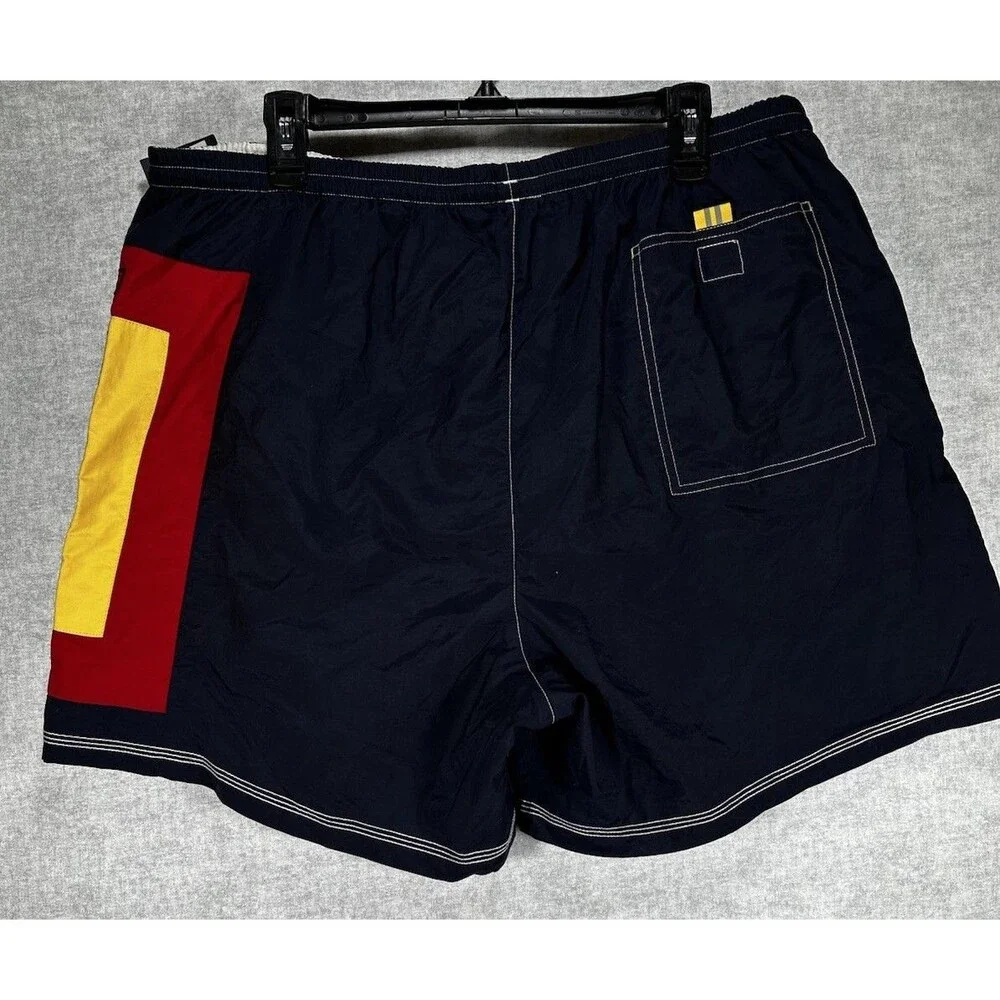 NWT Nautica Men swim trunks shorts red blue color block drawstring Size XXL